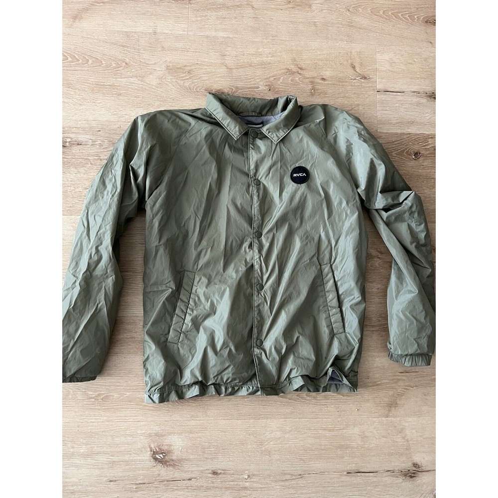 RVCA Jacket Windbreaker Men's Small Olive Green Snap Front